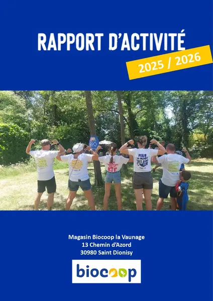 RAPPORT D'ACTIVITE DE BIOCOOP LA VAUNAGE